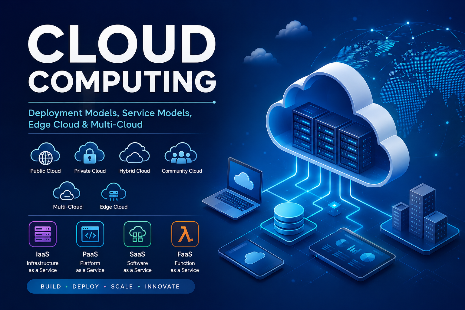 Understanding Cloud Computing: Deployment Models, Service Models, Edge Cloud, and Multi-Cloud